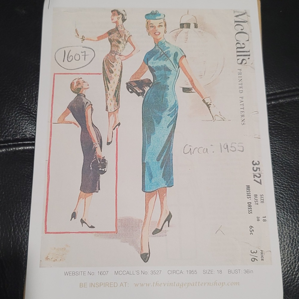 McCall's 3527 Vintage 1955 Dress Pattern Uncut Size 18 Bust 36 Reproduction